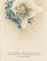 Namenstag-Gruß mit Blümchen, Prägedruck glum 1910? F2331