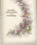 Geburtstag-Wünsche mit Blumengirlande gl1961 F3174