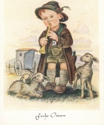 Ostern-Wünsche, Schäfer mit Osterlämmchen ngl F3178