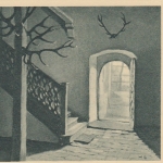 H.BICKEL Aus Rosmaries Heimat, "Schweigen" Treppe mit Geweihen Nr.10 ngl F3577
