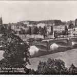 Basel, Mittlere Rheinbrücke mit Martinskirche und Münster gl1954 F4160