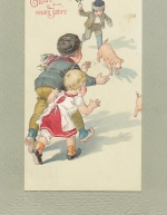 Neujahr-Wünsche mit Ferkel-Jagd gl1910 F4503