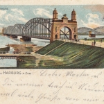 (Hamburg), Gruss aus Harburg, Neue Elbbrücke, Litho gl1902 F5633