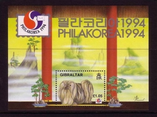 GIBRALTAR BLOCK 20 POSTFRISCH(MINT) PHILAKOREA ´94 - HUND PEKINESE