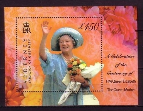 ALDERNEY BLOCK 8 POSTFRISCH(MINT) 100. GEBURTSTAG QUEEN MOTHER 2000