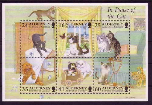 ALDERNEY BLOCK 2 POSTFRISCH(MINT) KATZEN 1996