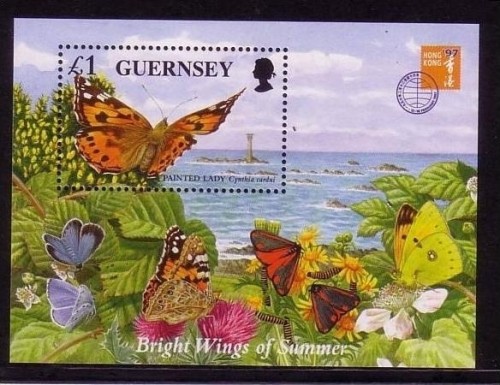 GUERNSEY BLOCK 18 POSTFRISCH(MINT) HONG KONG ´97 SCHMETTERLINGE