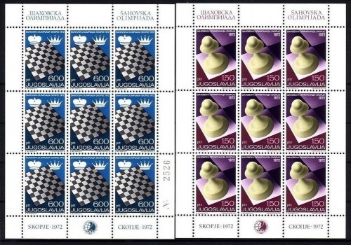 JUGOSLAWIEN MI-NR. 1472-1473 POSTFRISCH(MINT) KLEINBOGENSATZ SCHACHOLYMPIADE 1972