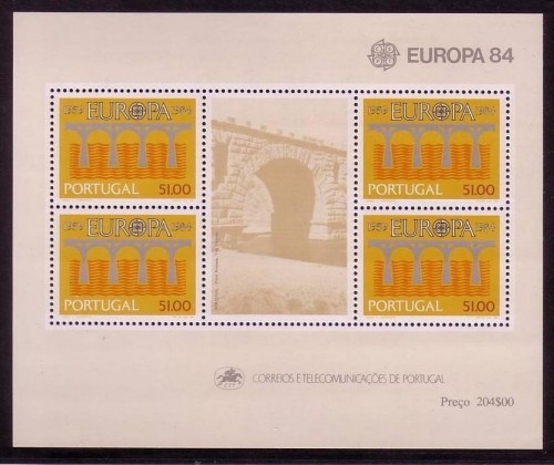 PORTUGAL BLOCK 43 POSTFRISCH(MINT) EUROPA 1984 BRÜCKE