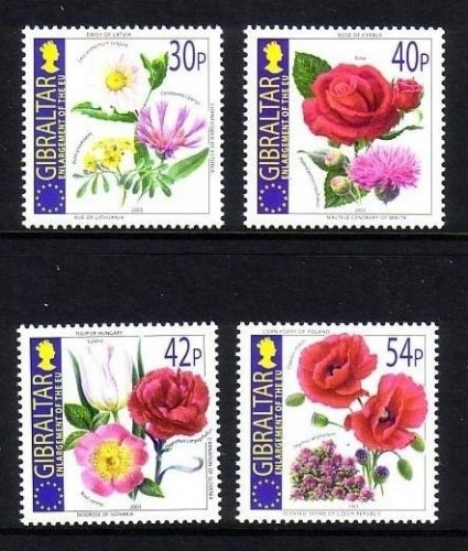 GIBRALTAR MI-NR. 1050-1053 POSTFRISCH(MINT) MITLÄUFER 2003 MARGERITE TULPE ROSE KLATSCHMOHN
