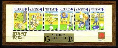 ALDERNEY BLOCK 10 POSTFRISCH(MINT) GOLF 2001