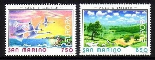 SAN MARINO MI-NR. 1607-1608 POSTFRISCH(MINT) EUROPA 1995 - FRIEDEN und FREIHEIT SCHWÄNE