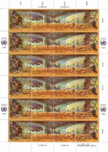 UNO WIEN MI-NR. 156-159 POSTFRISCH KLEINBOGEN KLIMAVERÄNDERUNG 1993 EULE AFFE VÖGEL