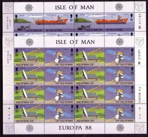 INSEL MAN MI-NR. 367-370 POSTFRISCH(MINT) KLEINBOGENSATZ EUROPA 1988 TRANSPORT- und KOMMUNIKATIONSMITTEL