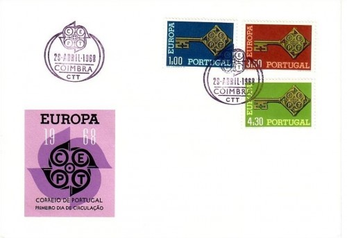 PORTUGAL MI-NR. 1051-1053 FDC CEPT 1968 SCHLÜSSEL