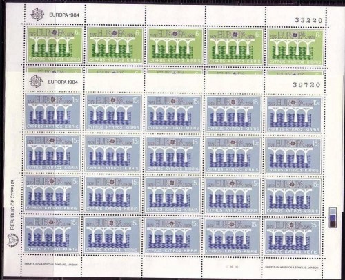 ZYPERN MI-NR. 611-612 POSTFRISCH(MINT) KLEINBOGENSATZ EUROPA 1984 - BRÜCKE