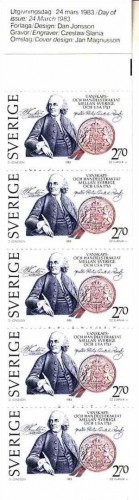 SCHWEDEN MH mit 5 x 1232 POSTFRISCH(MINT) SCHWEDISCH-AMERIKANISCHE FREUNDSCHAFT BENJAMIN FRANKLIN