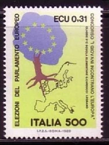 ITALIEN MI-NR. 2083 POSTFRISCH(MINT) MITLÄUFER 1989 DIREKTWAHLEN ZUM EUROPÄISCHEN PARLAMENT BAUM