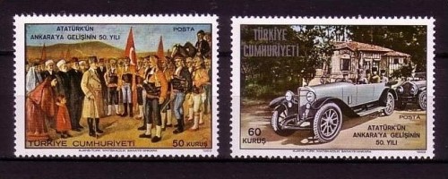 TÜRKEI MI-NR. 2156-2157 POSTFRISCH(MINT) EINZUG ATATÜRKS IN ANKARA AUTO