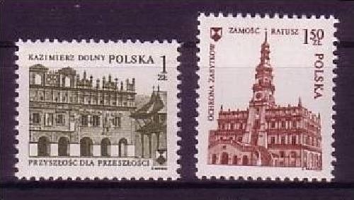 POLEN MI-NR. 2413-2414 POSTFRISCH(MINT) MITLÄUFER 1975 EUROPÄISCHES DENKMALSCHUTZJAHR RATHAUS