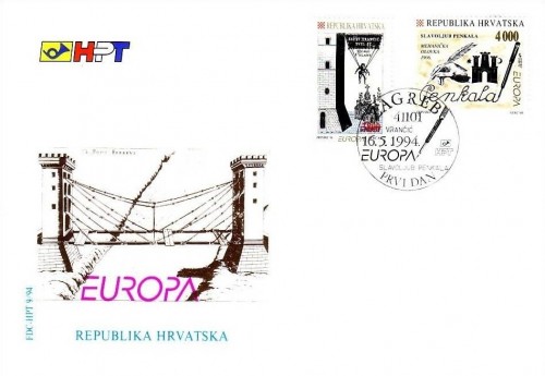 KROATIEN MI-NR. 274-275 FDC EUROPA 1994 ERFINDUNGEN FALLSCHIRMSPRINGEN