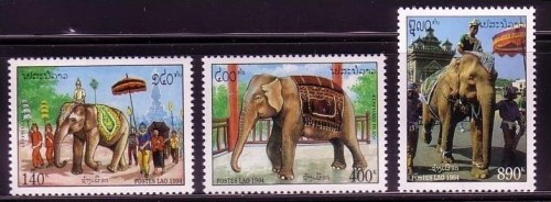 LAOS MI-NR. 1432-1434 POSTFRISCH(MINT) DER WEISSE LAOTISCHE ZEREMONIENELEFANT - PROZESSION