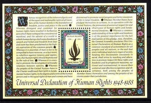 UNO NEW YORK BLOCK 10 POSTFRISCH(MINT) MENSCHENRECHTE 1988
