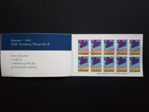 DÄNEMARK MH mit 10 x MI-NR. 837 GESTEMPELT(USED) 40. JAHRESTAG DER BEFREIUNG 1985