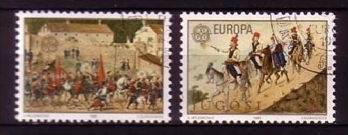 JUGOSLAWIEN MI-NR. 1883-1884 o EUROPA 1981 FOLKLORE GEMÄLDE