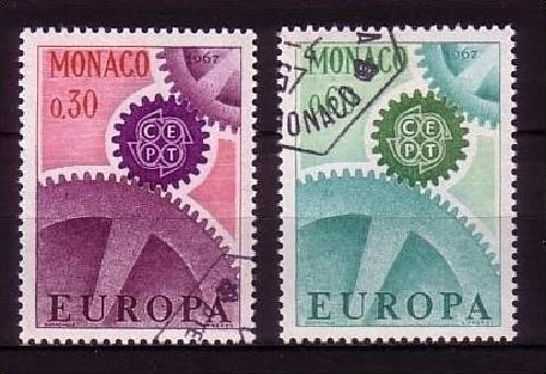 MONACO MI-NR. 870-871 GESTEMPELT(USED) EUROPA 1967 ZAHNRÄDER