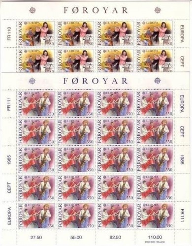 FÄRÖER MI-NR. 116-117 POSTFRISCH(MINT) KLEINBOGENSATZ EUROPA 1985 JAHR DER MUSIK