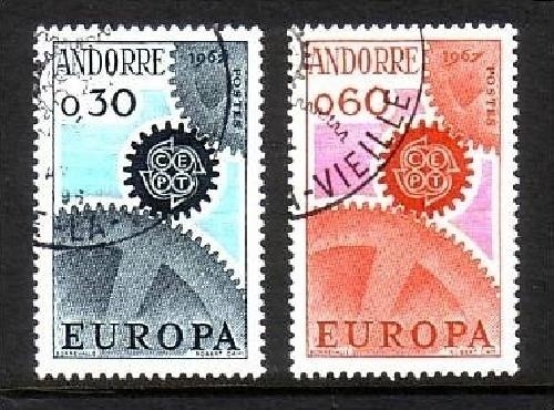 ANDORRA FRANZÖSISCH MI-NR. 199-200 GESTEMPELT(USED) EUROPA CEPT 1967