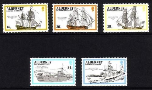 ALDERNEY 10 x MI-NR. 43-47 POSTFRISCH(MINT) KRIEGSSCHIFFE - UNTERSEEBOOT