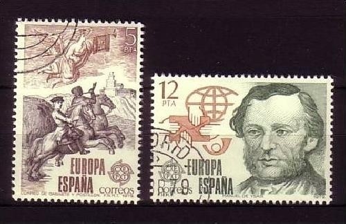 SPANIEN MI-NR. 2412-2413 GESTEMPELT(USED) EUROPA 1979 POST- und FERNMELDEWESEN PFERD POSTREITER