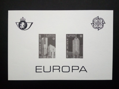 BELGIEN GEDENKBLATT MIT MI-NR. 2303-2304 POSTFRISCH(MINT) EUROPA 1987 - MODERNE ARCHITEKTUR