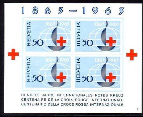 SCHWEIZ BLOCK 19 POSTFRISCH(MINT) 100 JAHRE INTERNATIONALES ROTES KREUZ 1963