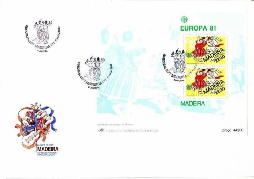 MADEIRA BLOCK 2 FDC EUROPA 1981 FOLKLORE