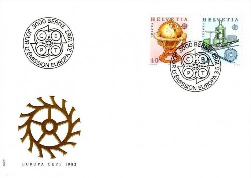 SCHWEIZ MI-NR. 1249-1250 FDC EUROPA 1983 HIMMELSGLOBUS ZAHNRADBAHN