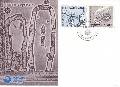 FÄROER MI-NR. 70-71 FDC EUROPA 1982 HISTORISCHE EREIGNISSE