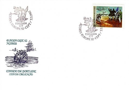 AZOREN MI-NR. 353 FDC EUROPA 1982 HISTORISCHE EREIGNISSE SCHIFFE