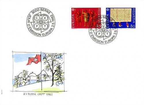SCHWEIZ MI-NR. 1221-1222 FDC EUROPA 1982 HISTORISCHE EREIGNISSE