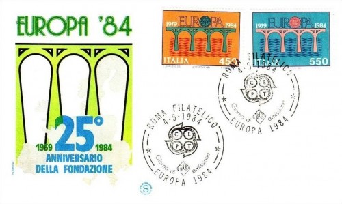 ITALIEN MI-NR. 1886-1887 FDC EUROPA 1984 BRUECKEN