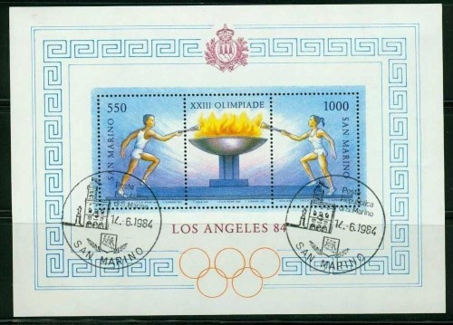 SAN MARINO BLOCK 9 GESTEMPELT(USED) OLYMPISCHE SOMMERSPIELE LOS ANGELES