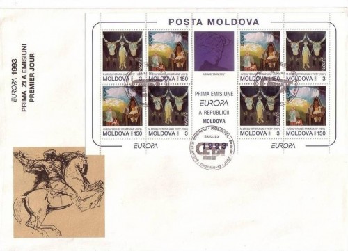MOLDAWIEN MI-NR. 94-95 KLEINBOGEN FDC EUROPA 1993 ZEITGENÖSSISCHE KUNST