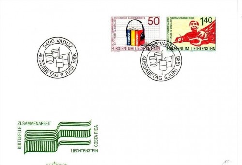 LIECHTENSTEIN MI-NR. 945-946 FDC I KULTURELLE ZUSAMMENARBEIT MIT COSTA RICA