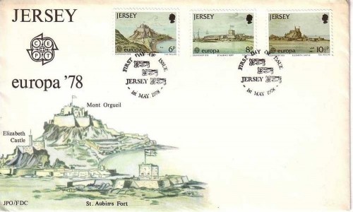 JERSEY MI-NR. 177-179 FDC EUROPA 1978 BAUDENKMÄLER SCHLOSS FESTUNG