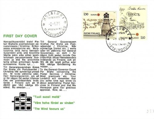 FINNLAND MI-NR. 842-843 FDC EUROPA 1979 POST- UND FERNMELDEWESEN