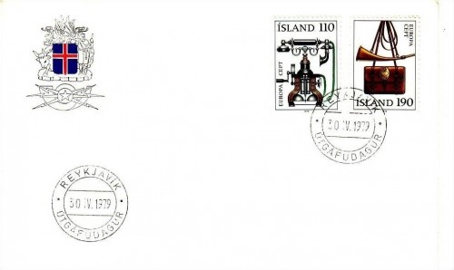 ISLAND MI-NR. 539-540 FDC EUROPA 1979 POST- UND FERNMELDEWESEN