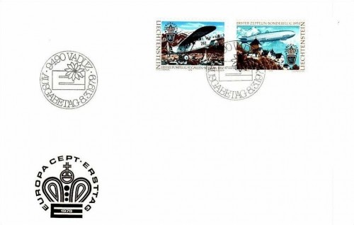 LIECHTENSTEIN MI-NR. 723-724 FDC EUROPA CEPT 1979 FLUGZEUG ZEPPELIN