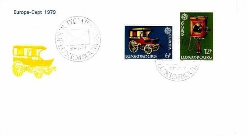 LUXEMBOURG MI-NR. 987-988 FDC EUROPA 1979 POST- UND FERNMELDEWESEN KUTSCHE